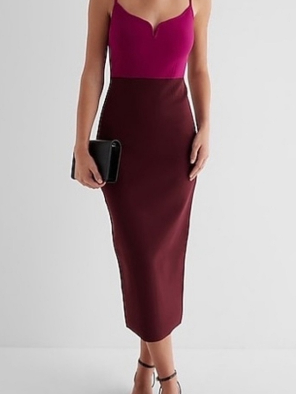 Express Wine Midi Pencil Skirt